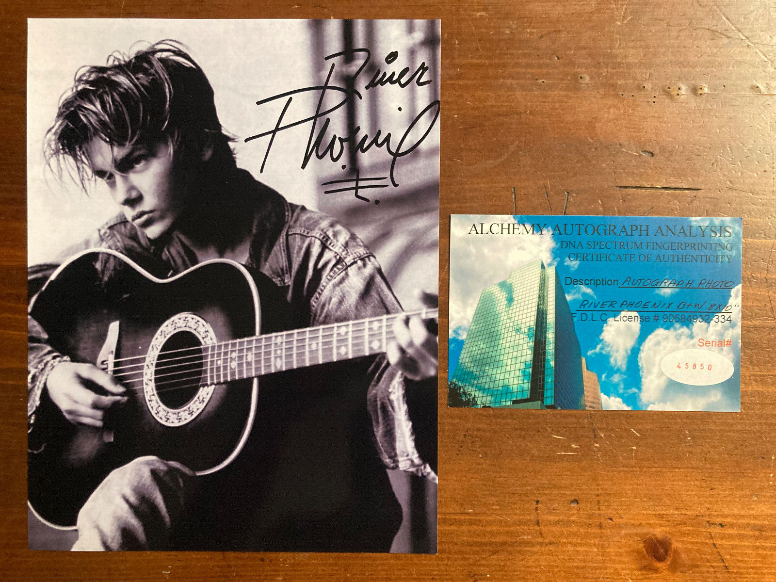 River Phoenix Signed Autograph Signatures 8x10 B&W Glossy Photograph RARE + COA