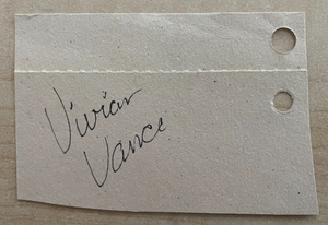 Vivian Vance Signed Autograph Signature 3.5x2.25 cut vintage paper