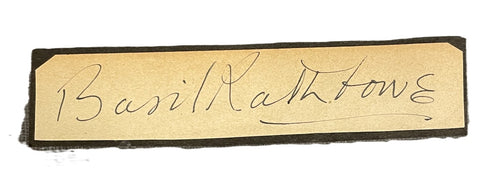 Basil Rathbone Signed Autograph Signature 4x.75 Vintage Cut Paper