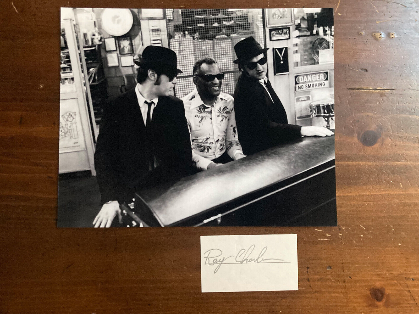 Ray Charles Signed Autograph Signatures on 3.5x2 Card with the Blues Brothers