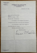 Frances P Bolton Signed Autograph Signature Official US Congress Letterhead 1963