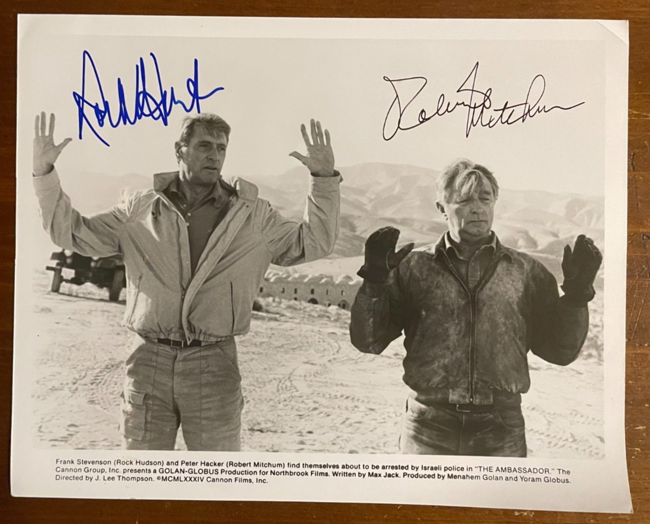 Rock Hudson Robert Mitchum Signed Autograph Signatures 10x8 The Ambassador Photo