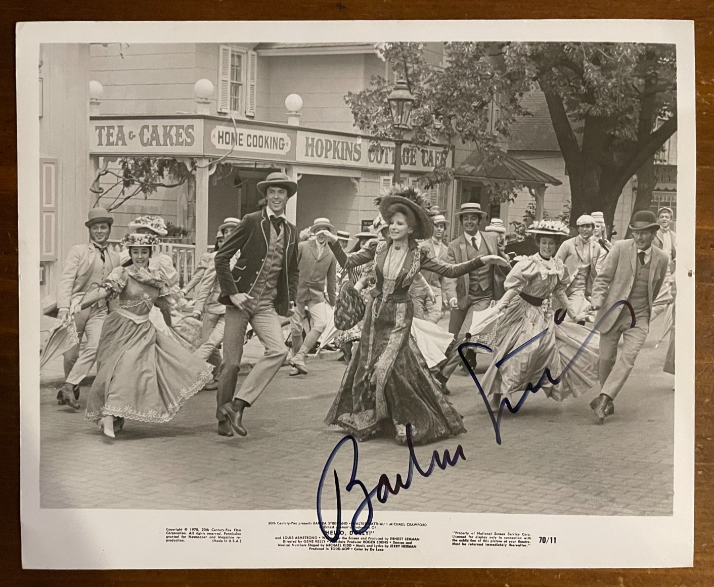 Barbara Streisand Signed Autograph Signature 10x8 B&W Hello, Dolly! Photograph