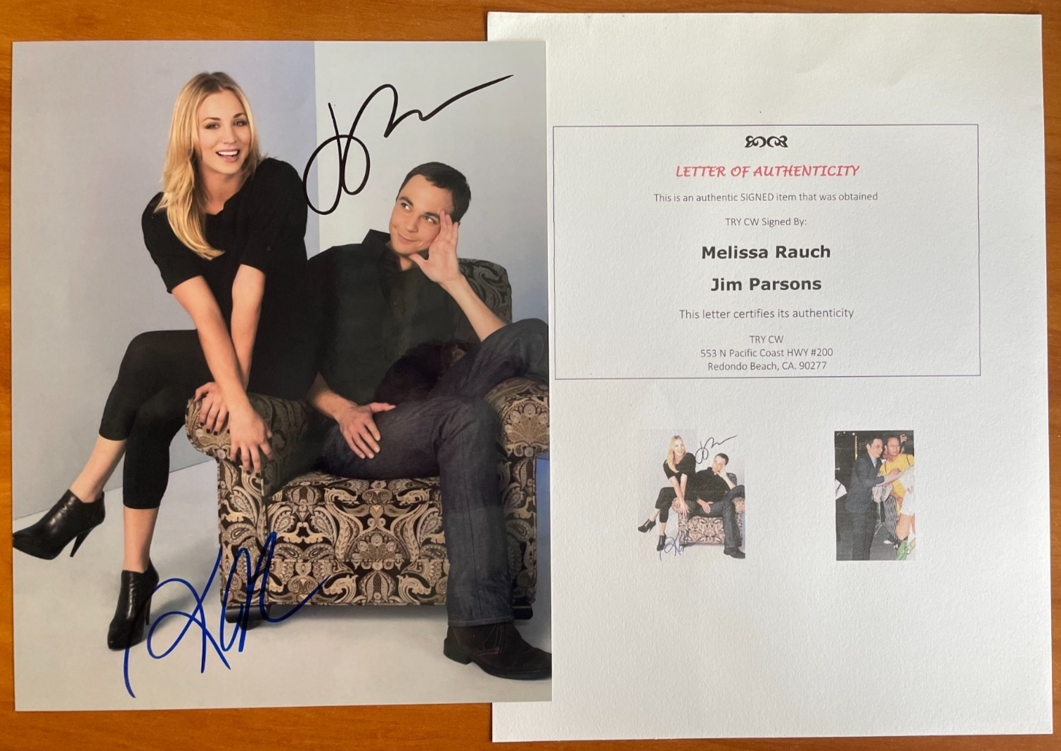 Jim Parsons & Kaley Cuoco Signed Autograph Signature 8x10 Big Bang Theory