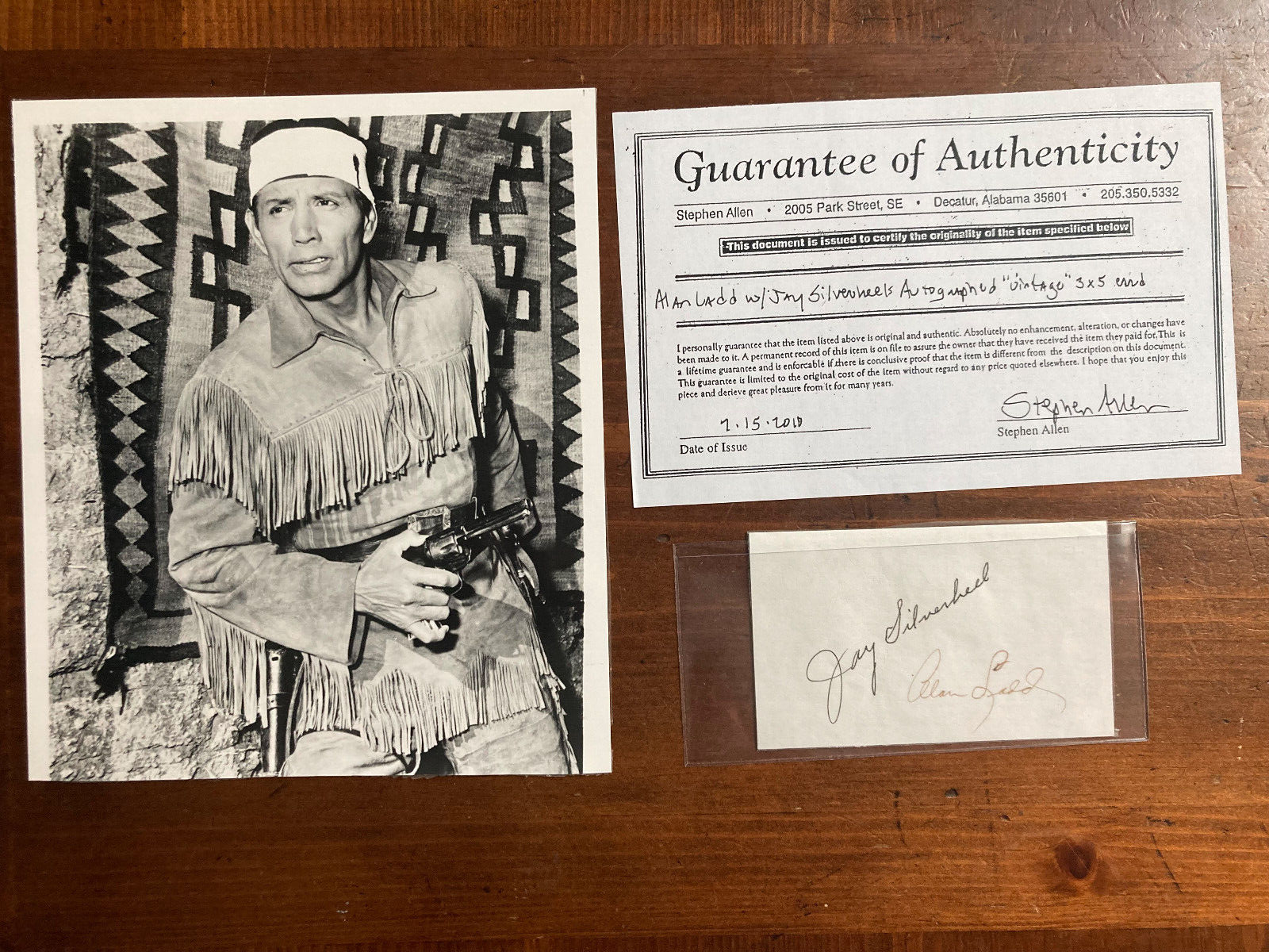 Alan Ladd & Jay Silverheel Signed Autograph Signatures 3x5 Index Saskatchewan