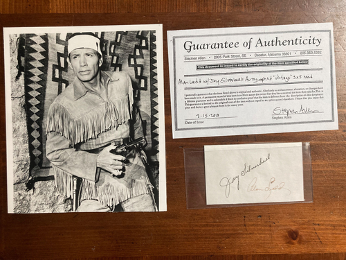 Alan Ladd & Jay Silverheel Signed Autograph Signatures 3x5 Index Saskatchewan