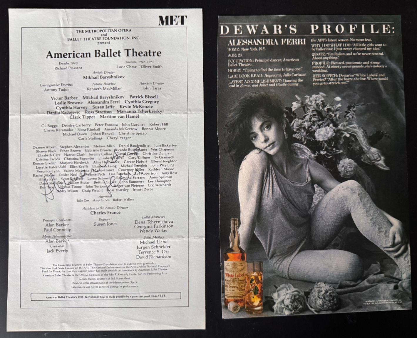 Alexandra Ferri Signed Autograph Signature Metropolitan Opera American Ballet Pg