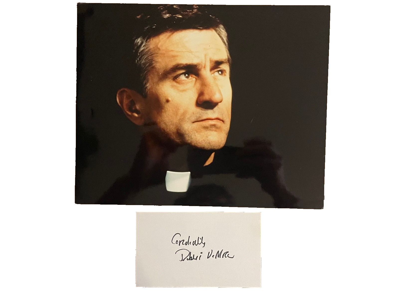 Robert DeNiro Signed Autograph Signature 3x5 Index Card with 8x10 Photograph