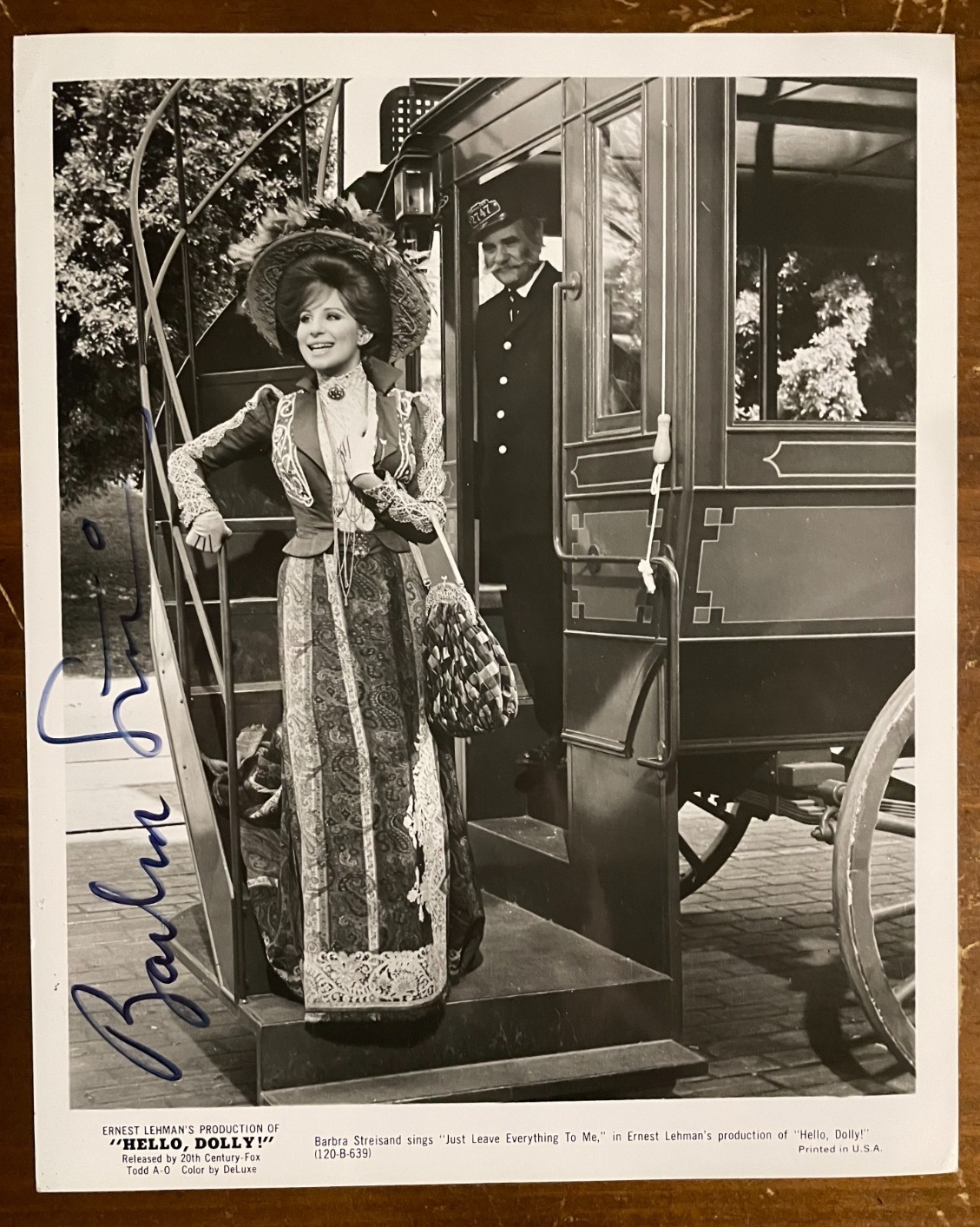 Barbara Streisand Signed Autograph Signature 8x10 B&W Hello, Dolly! Photograph