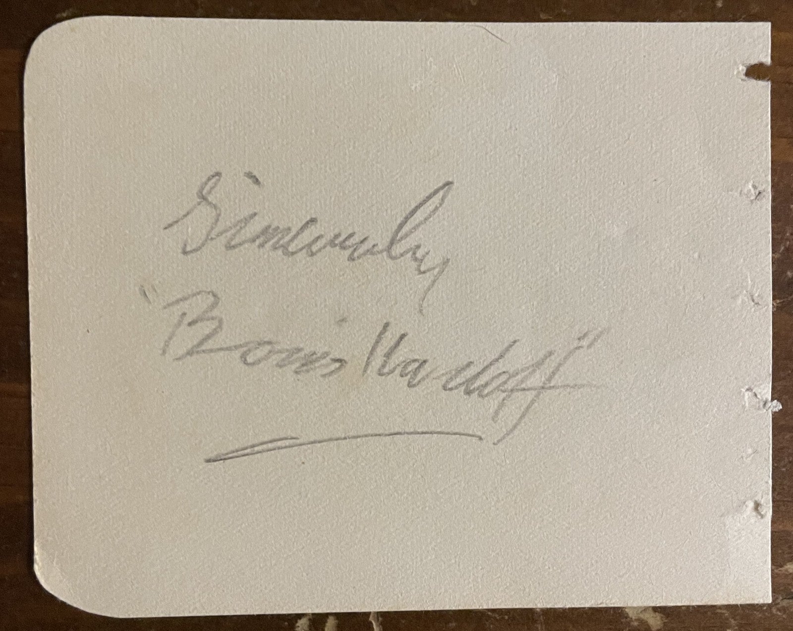 Boris Karloff Signed Autograph Signature on 4x3.75 Cut Vintage Autograph Paper