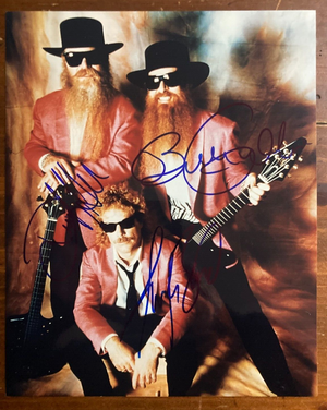ZZ Top Band Signatures Signed by all 3 Dusty Hill, Billy Gibbons, Frank Beard