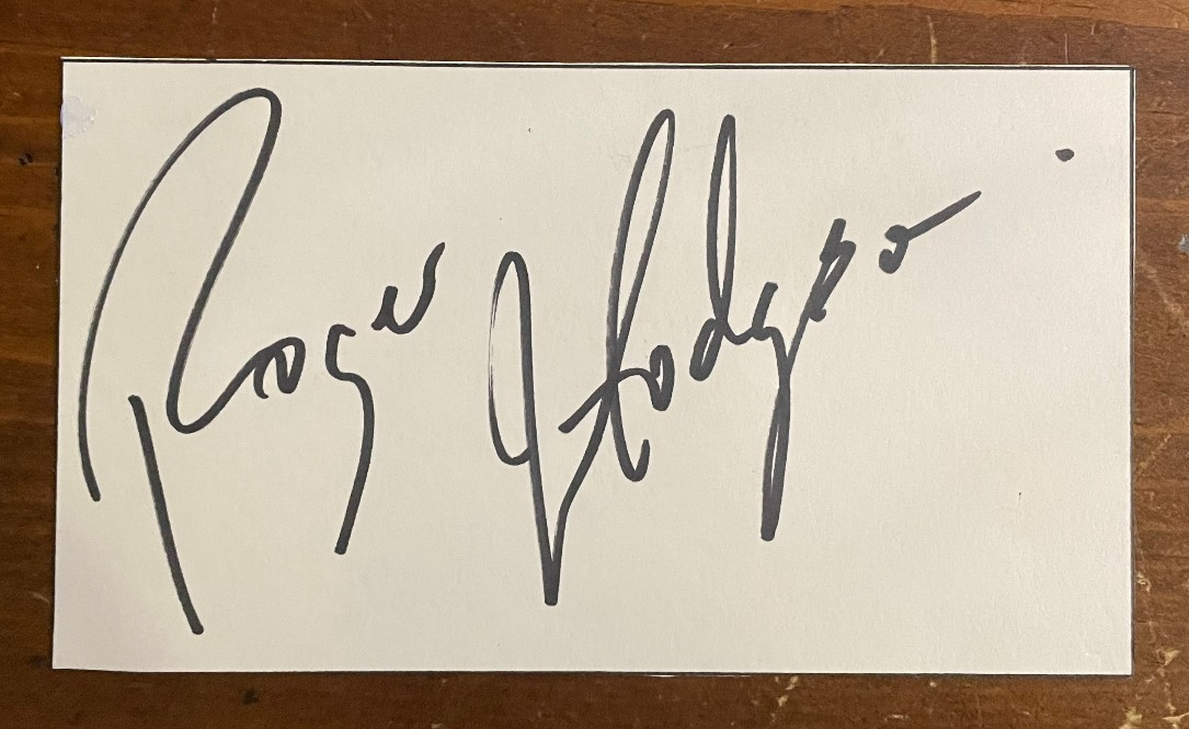 Roger Hodges Signed Autograph Signature 5.75x3.25 Index Card