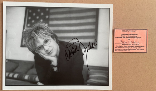 Carrie Fisher Signed Autograph Signature 10x8 B&W Glossy Photograph with COA