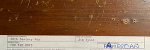 Jim Tyson Signed Autograph Signature for For The Boys Pre-production Original