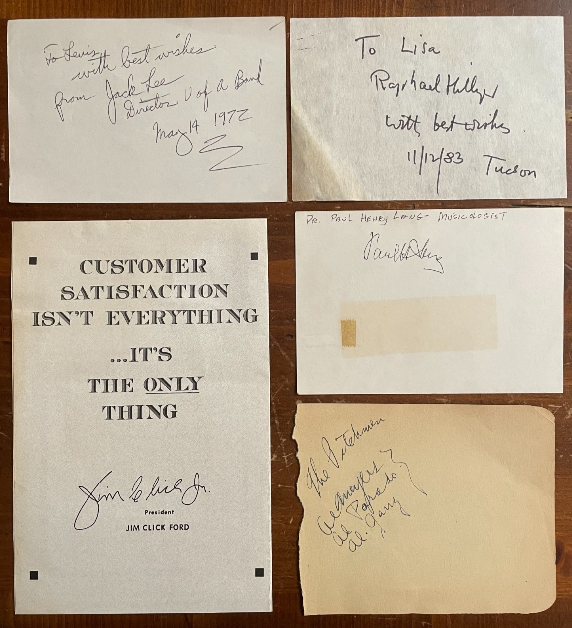 Music Autograph Lot Jack Lee The Pitchmen Paul Henry Lange Raphael Hillyer + Ex