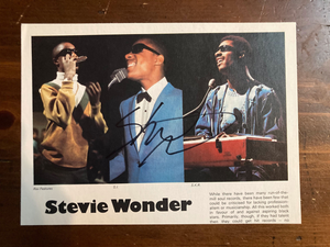 Stevie Wonder Signed Autograph Signatures on cut 9x6 Magazine Page RARE