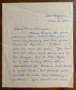 Stephen French Whitman Signed Vintage letter dated 1921 - historical topic RARE