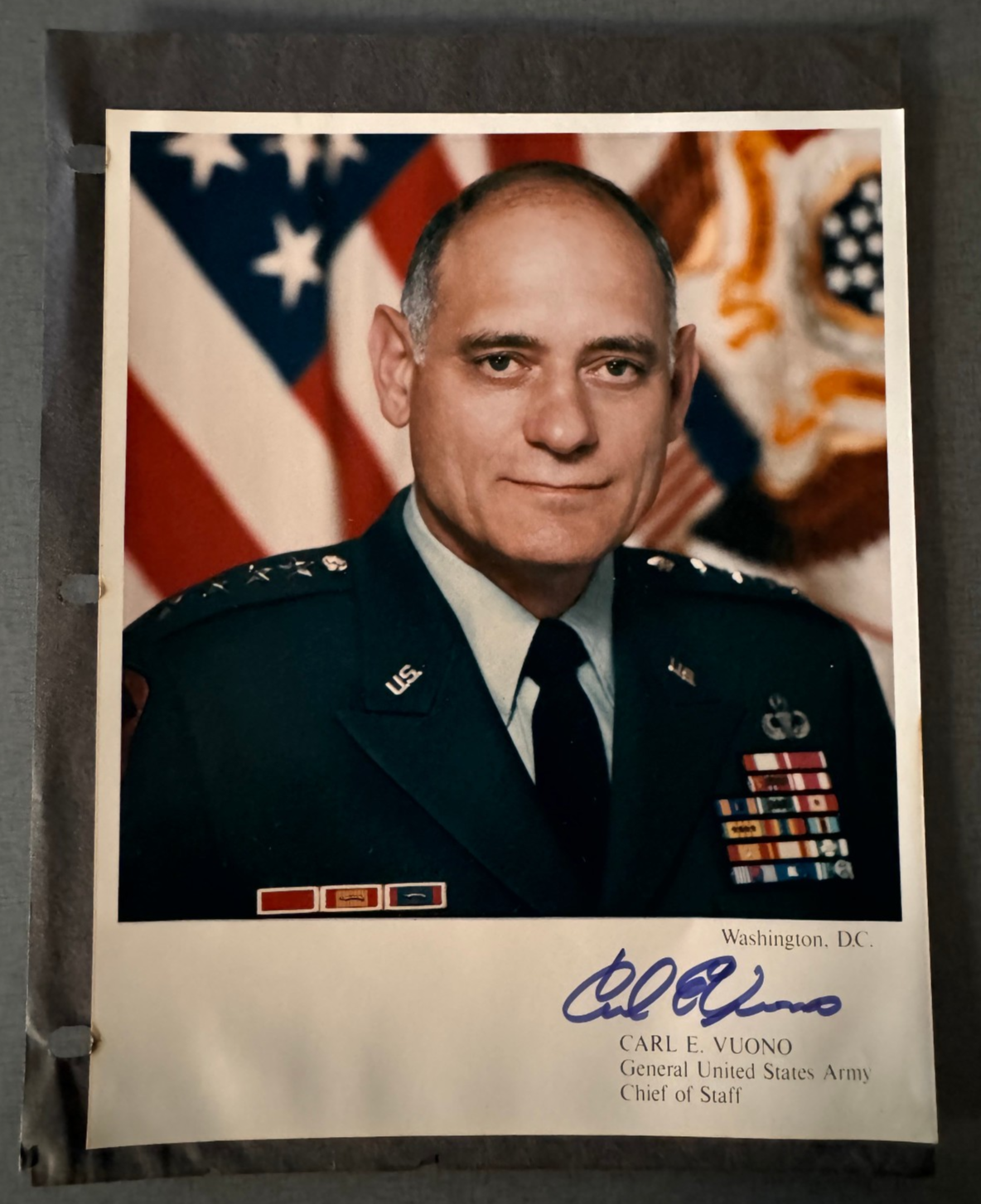 Gen Carl E. Vuono Signed 8x10 Photo ?.S. Army Chief of Staff Desert Storm