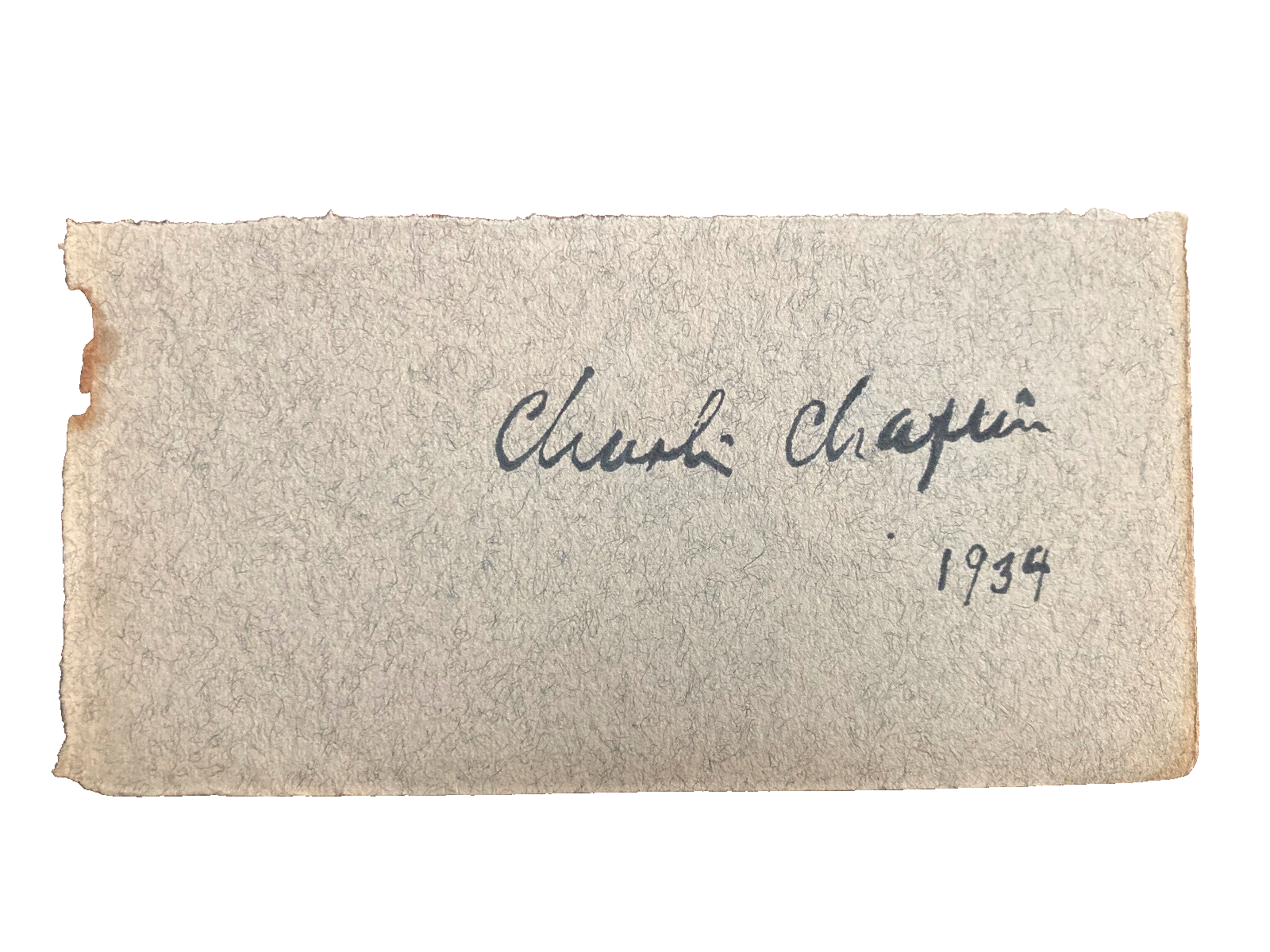 Charlie Chaplin Signed Autograph Signature 5x2.5 Vintage Cut Paper Dated 1934