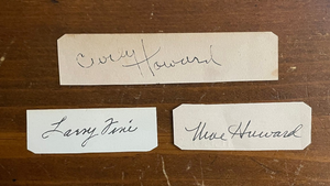 Three Stooges Signed Autograph cut Signatures Curly & Moe Howard, Larry Fine