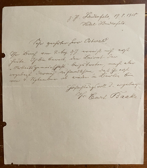 Curt Baak Signed Autograph Signature 6x7 Vintage Handwritten Letter German