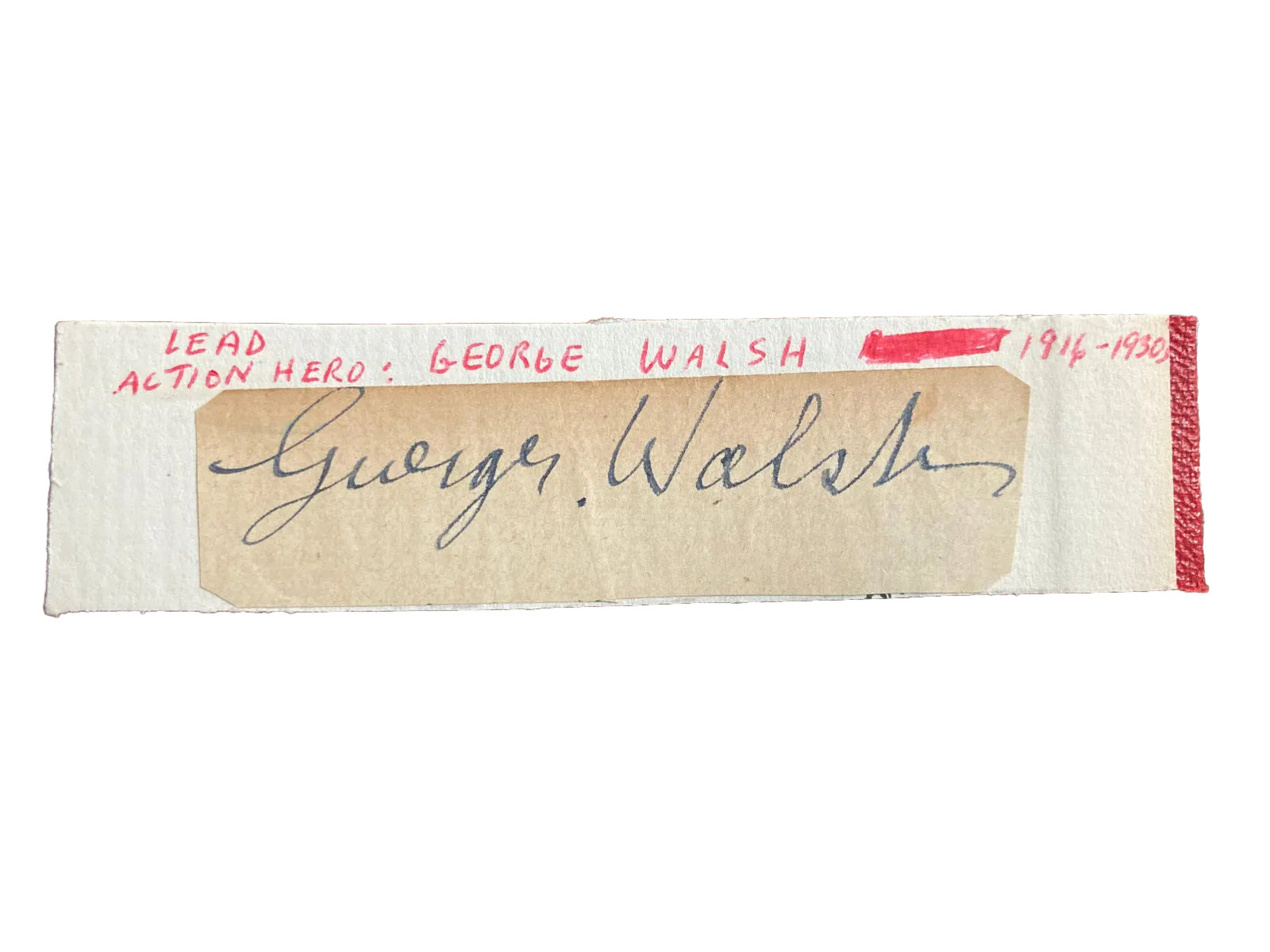George Walsh Signed Autograph Signature 3.25x1 Vintage Cut Paper