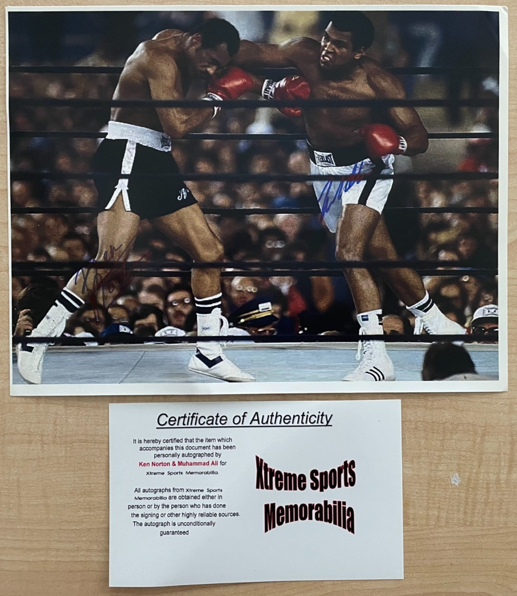 Muhammad Ali & Ken Norton Signed Autograph Signature 10x8 Glossy Photograph COA