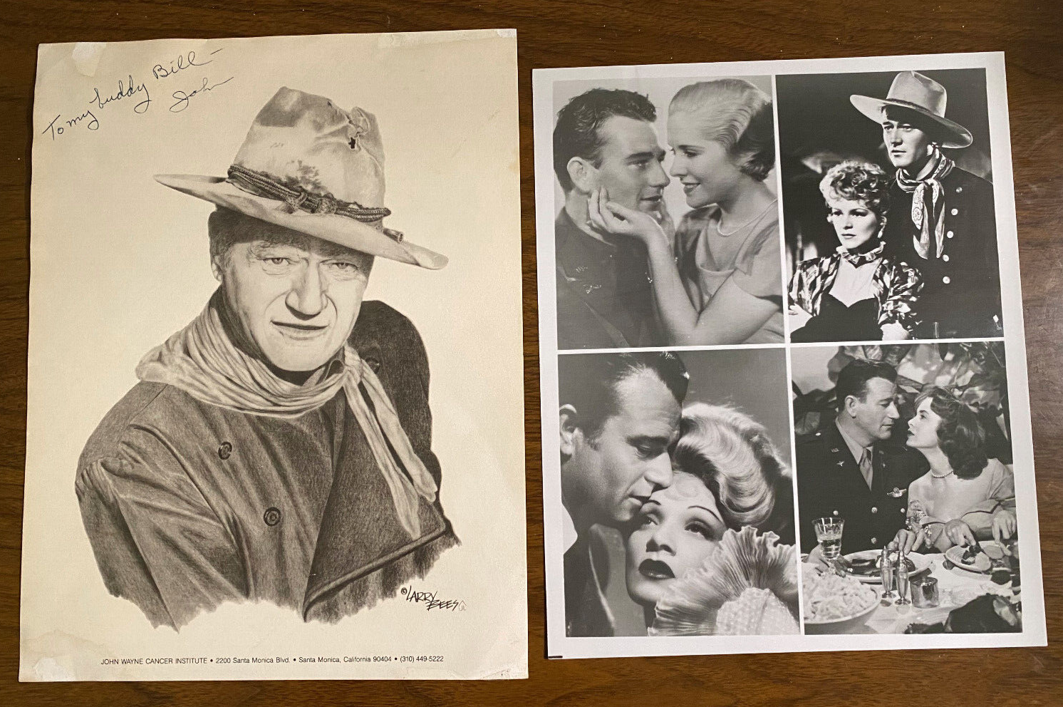 John Wayne Signed Autograph Signature 8.5x11 Vintage Cancer Institute Portrait