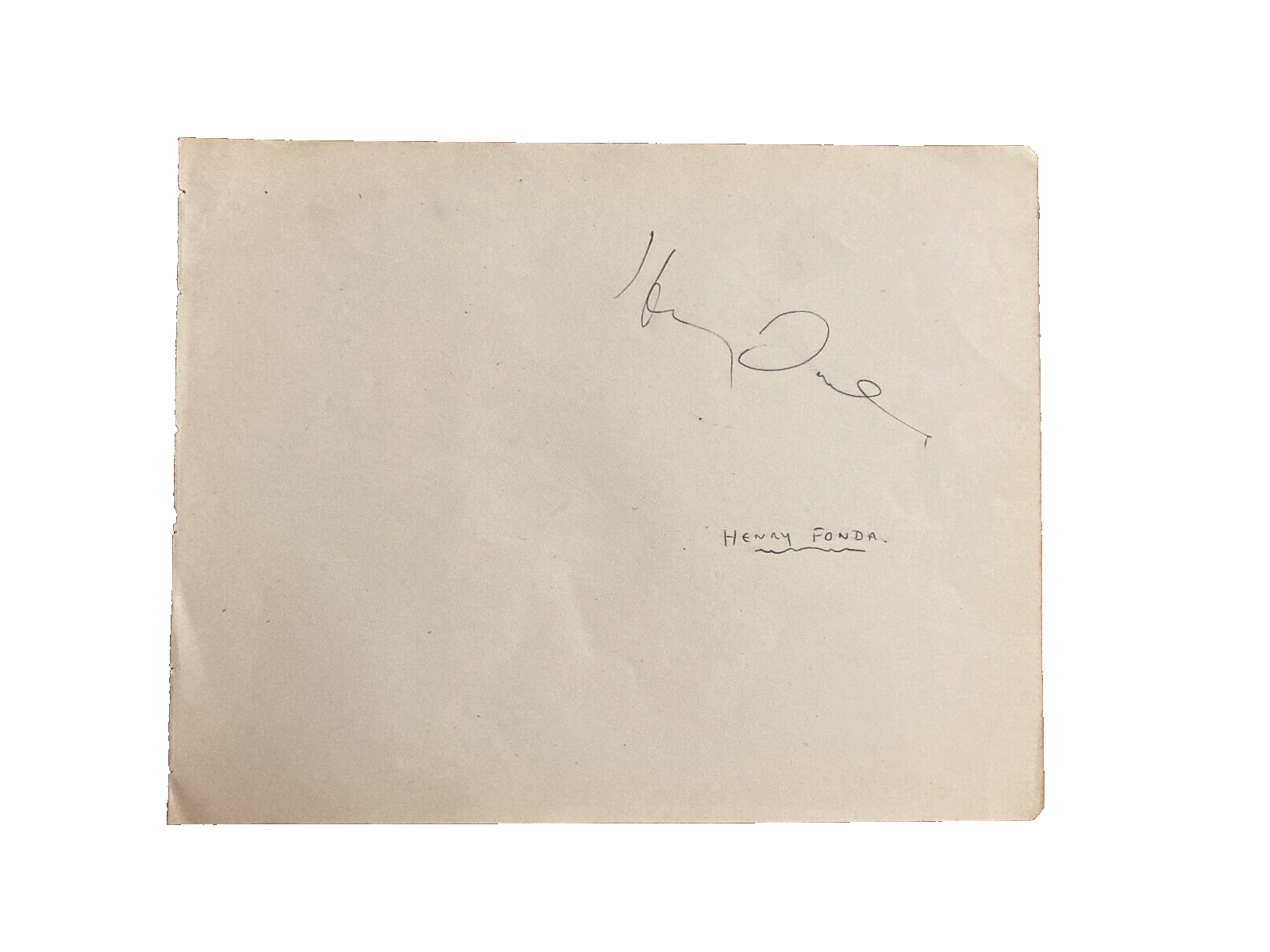 Henry Fonda Signed Autograph Signature 8x6.25 Vintage Cut Paper