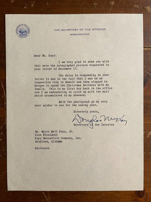 Douglas McKay Signed Autograph Signature Typed Official Letterhead Letter Oregon