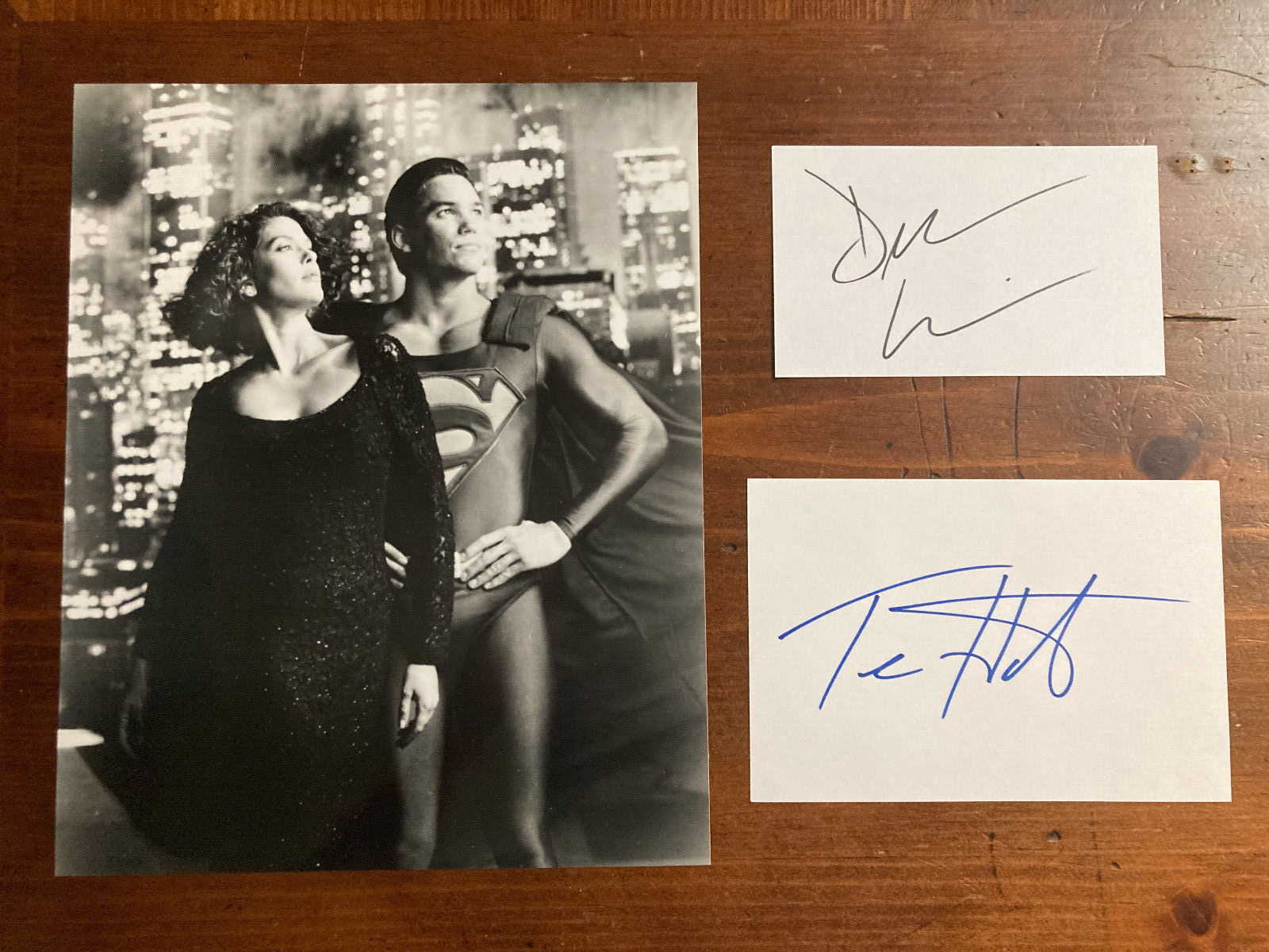 Lois & Clark Superman Autograph Signatures Index Cards Teri Hatcher Dean Cain