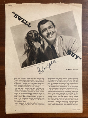 Clark Gable Signed Autograph Swell Guy Magazine story 1942