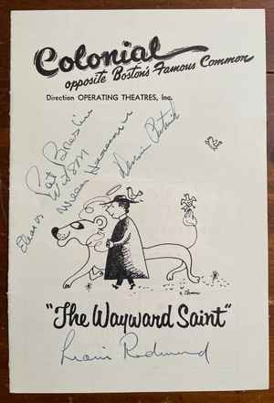Playbill Page The Wayward Saint Signed by Lian Redmond, Dennis Patrick + 3 more