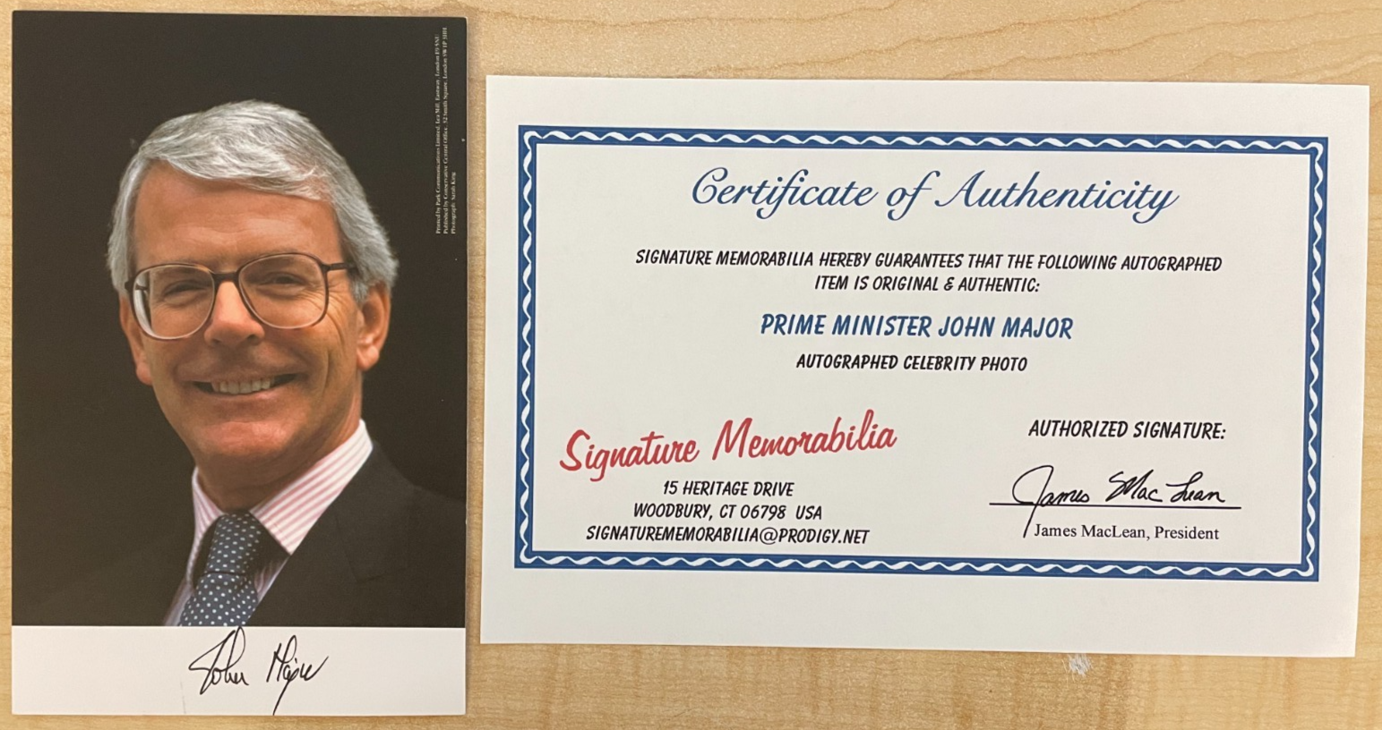 Prime Minister John Major Signed Autograph 4.25x6.75 Glossy Photograph with COA
