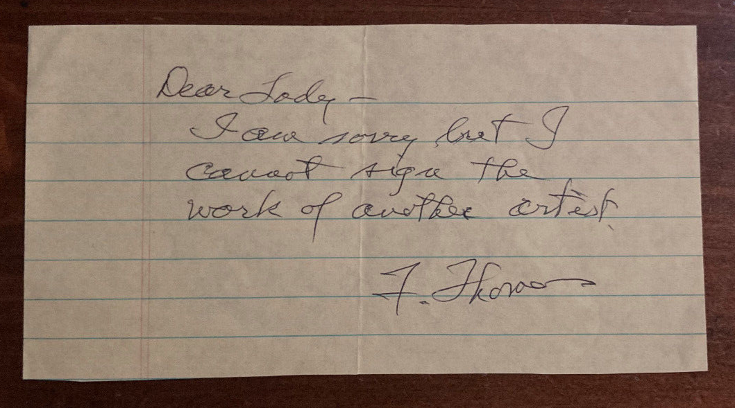 Frank Thomas Signed Autograph Signature 6x3.25 Cut Paper Disney Animator
