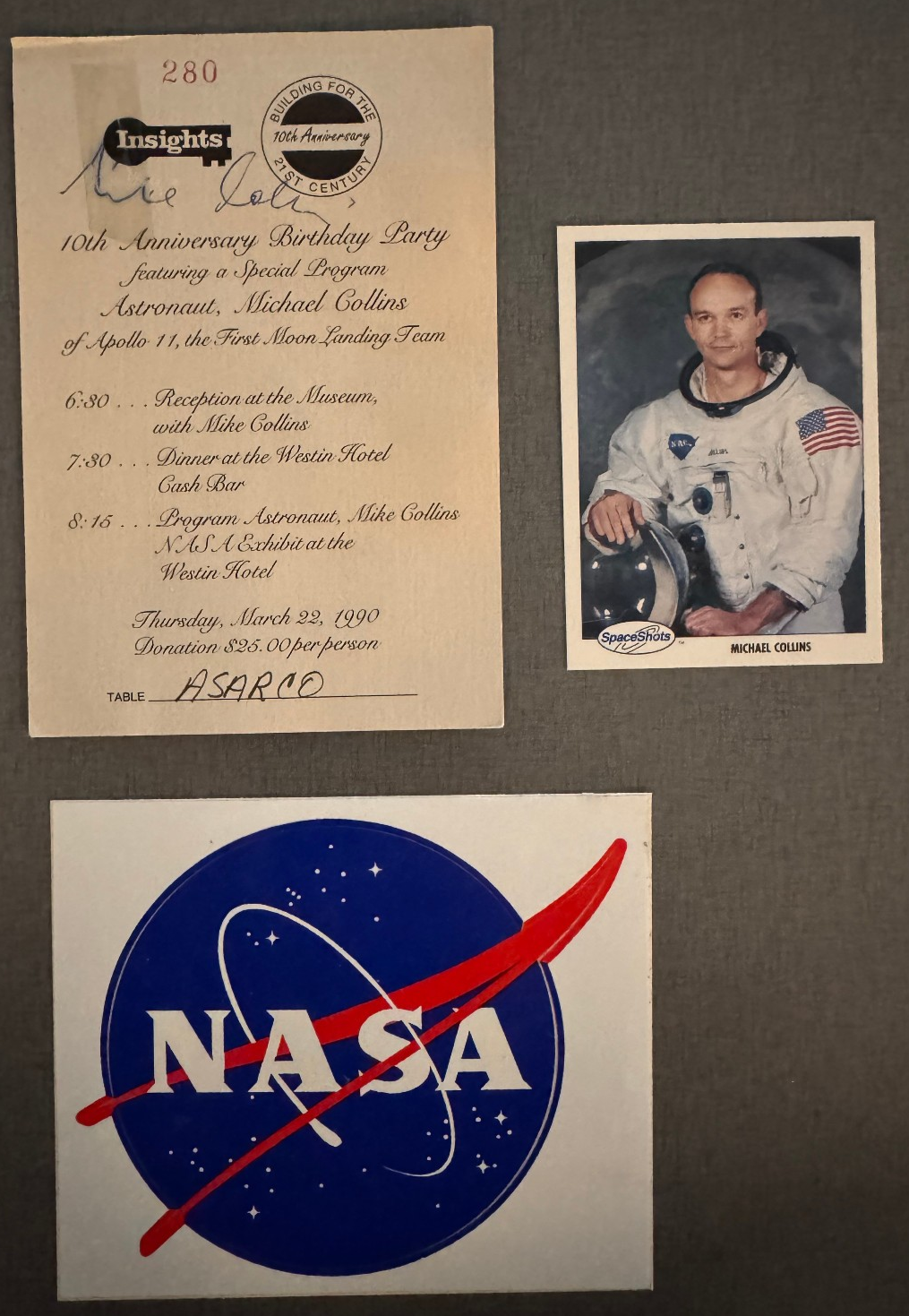 Michael Collins Signed Apollo 11 Event Ticket 1st Moon Landing Astronaut RARE