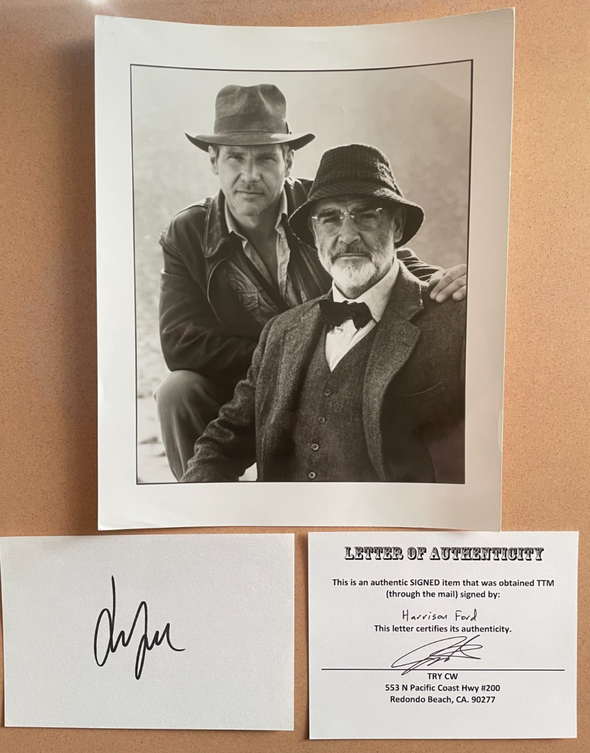 Harrison Ford Signed Autograph Signature 6x4 Index Card w/Photograph and COA