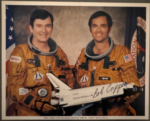 NASA Shuttle Orbiter 102 Crew  John Young & Robert Crippen Autograph Signatures