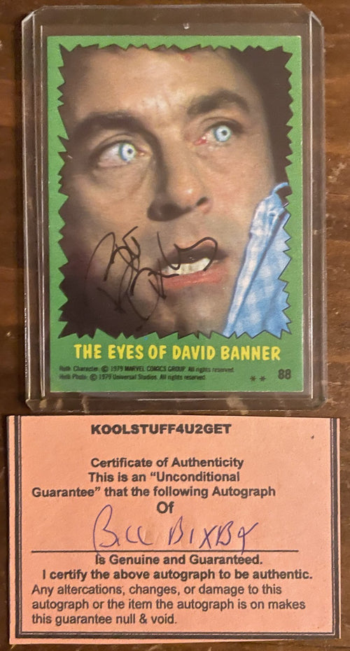 Bill Bixby Signed Autograph Signature Vintage 1979 Marvel Hulk Trading Card COA