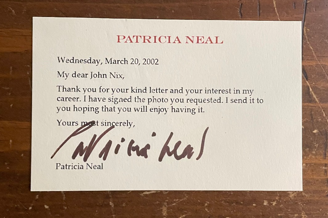 Patricia Neal Signed Autograph Signature 3x5 Index Card