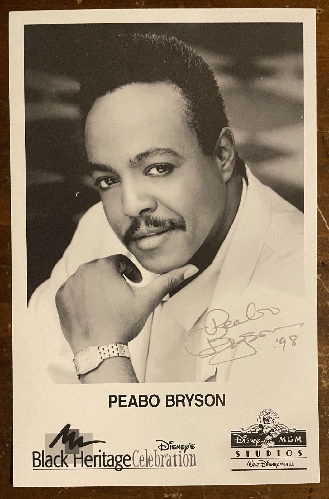 Peabo Bryson Signed Autograph Signature 5.5x8.5 B&W Glossy Photograph Disney