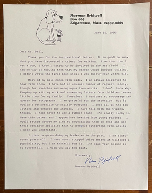 Norman Bridwell signed Autograph Signature Clifford The Big Red Dog RARE READ