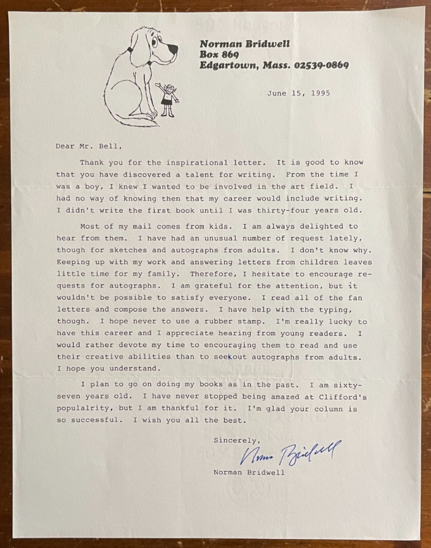 Norman Bridwell signed Autograph Signature Clifford The Big Red Dog RARE READ