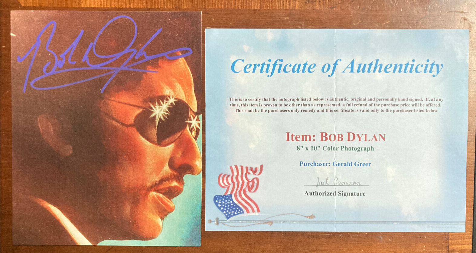 Bob Dylan Signed Autograph Signature 8x10 Color Glossy Photograph with COA