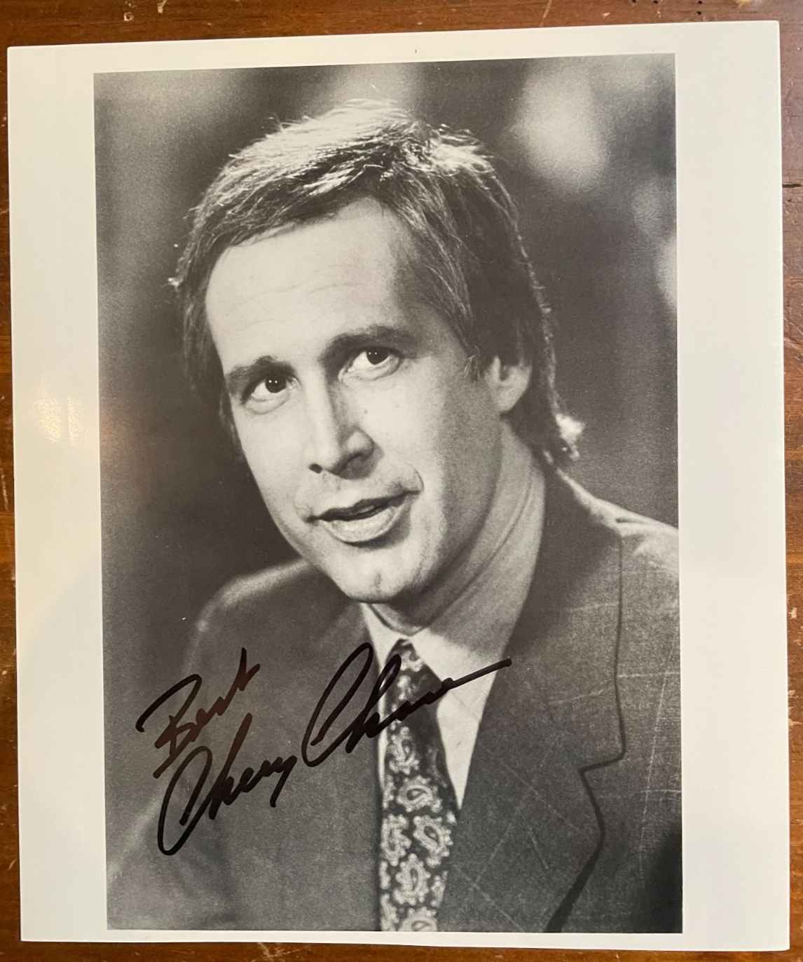 Chevy Chase Early Signed Autograph Signature 8x10 B&W Glossy Vintage Photograph