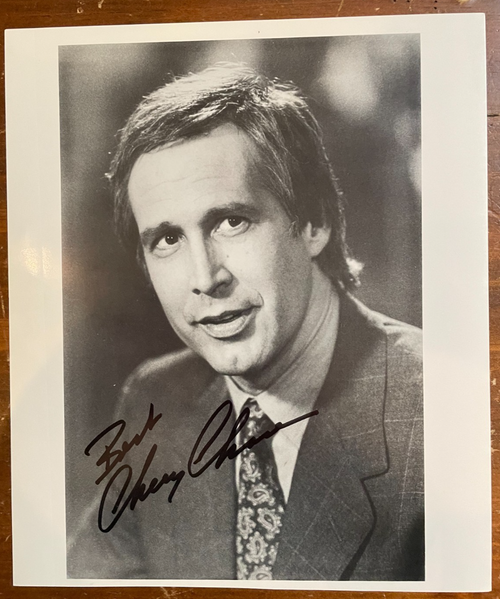 Chevy Chase Early Signed Autograph Signature 8x10 B&W Glossy Vintage Photograph