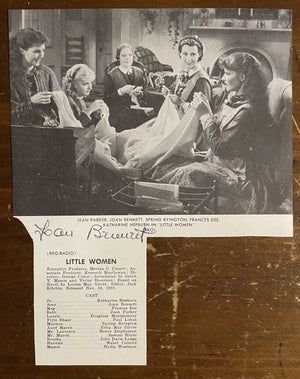 Joan Bennett Signed Autograph Signature 6x7.75 Cut Vintage Magazine Little Women