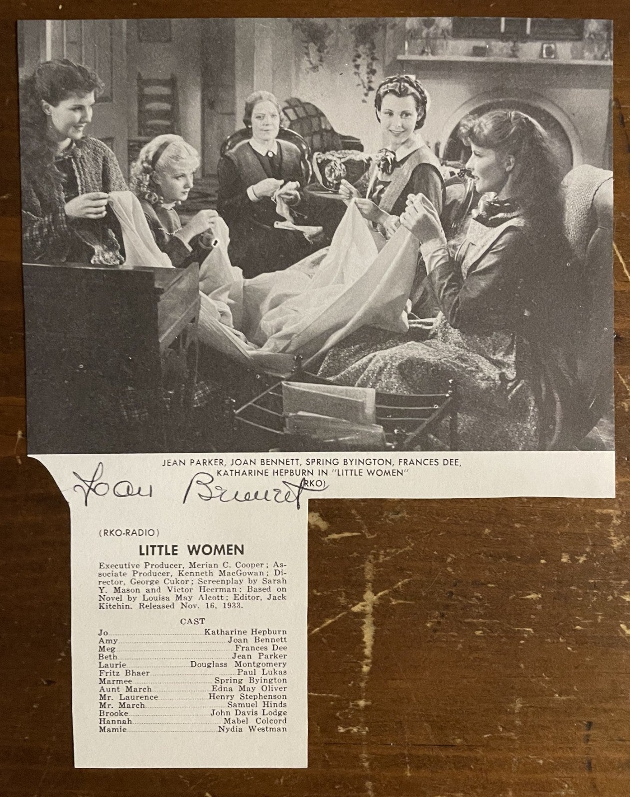 Joan Bennett Signed Autograph Signature 6x7.75 Cut Vintage Magazine Little Women