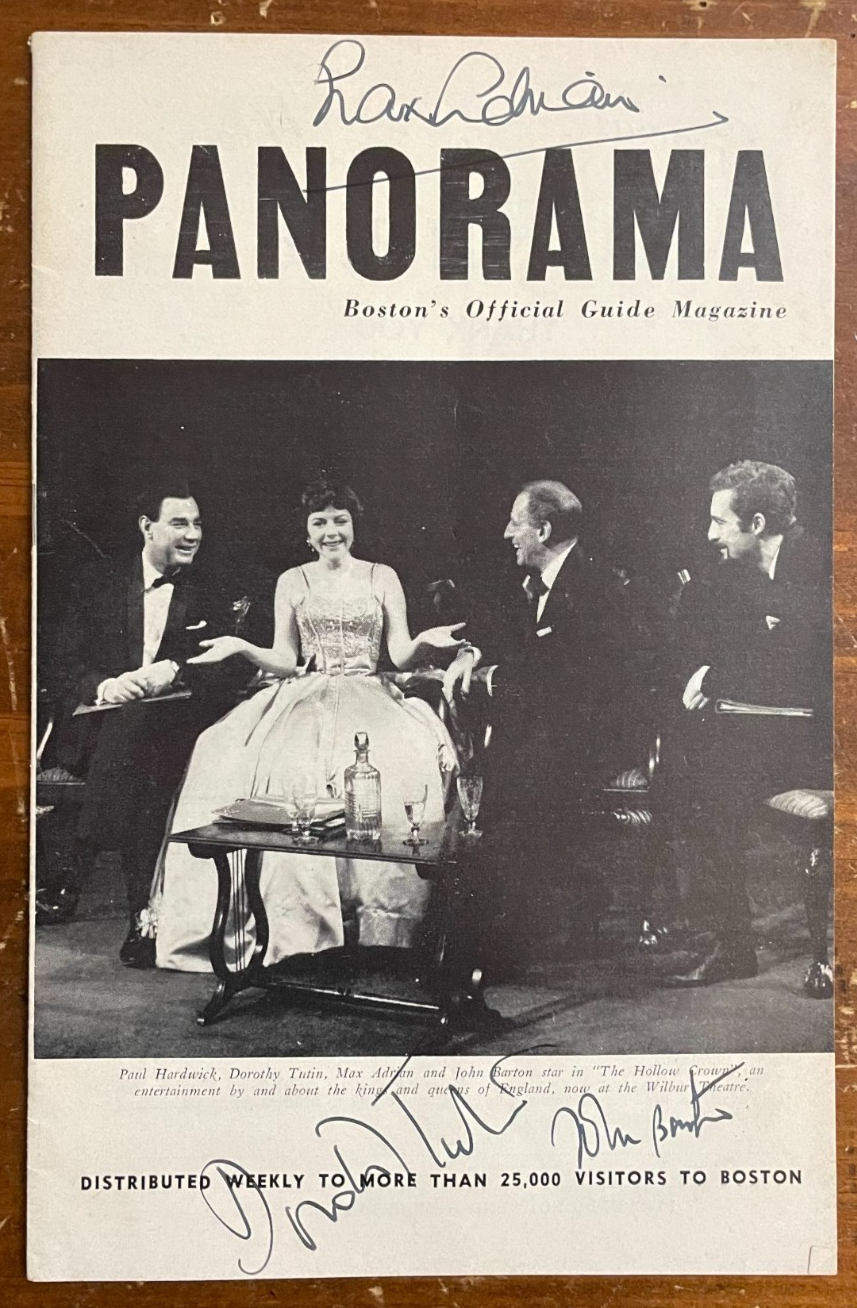 Dorothy Tutin, Max Adrian, & John Barton Signed Autograph Signatures Playbill