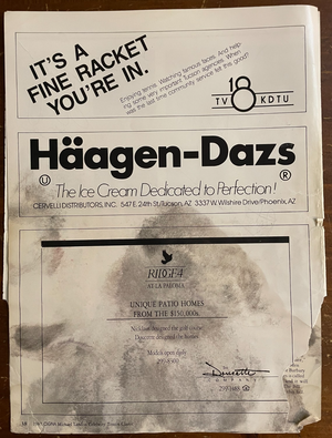 Häagen-Dazs Celebrity Tennis Program – Multi-Signed by Pat Boone, Lorne Greene +